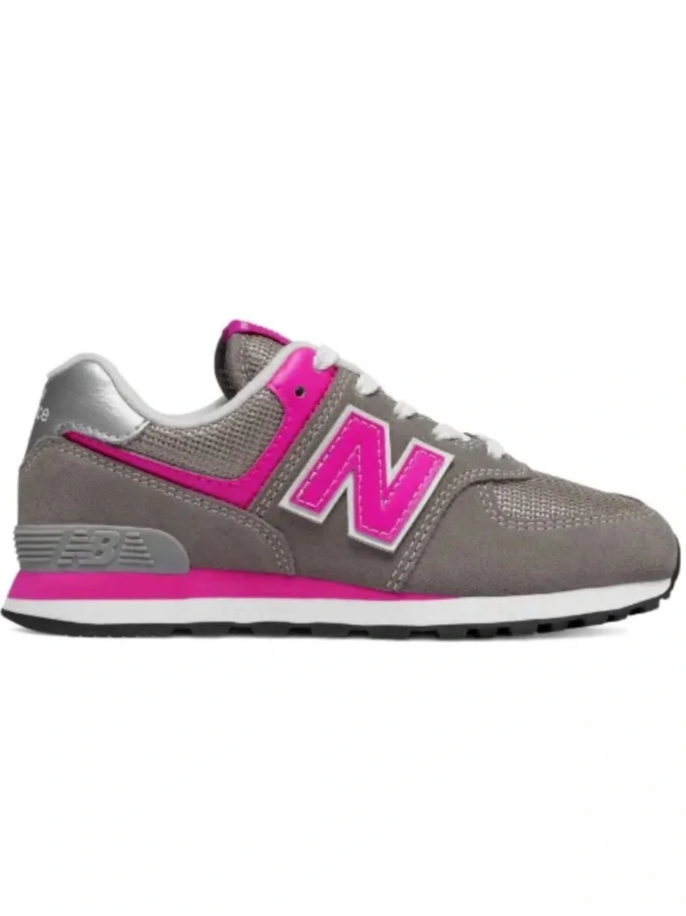 New Balance Women’s Classic 574 Dark Grey Bright Pink Shoes 7 M Athletic